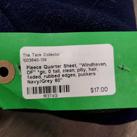 Fleece Quarter Sheet, "Windhaven, DF" *gc, 0 tail, clean, pilly, hair, faded, rubbed edges, puckers
