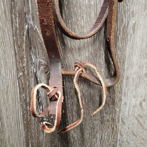 Double Stitched Headstall, Laces, Split Reins *vgc/xc, clean, older, stiff, dry, stains, twists, cracks, mnr dirt