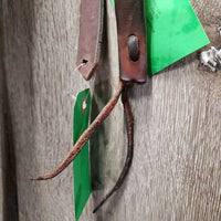 Double Stitched Headstall, Laces, Split Reins *vgc/xc, clean, older, stiff, dry, stains, twists, cracks, mnr dirt