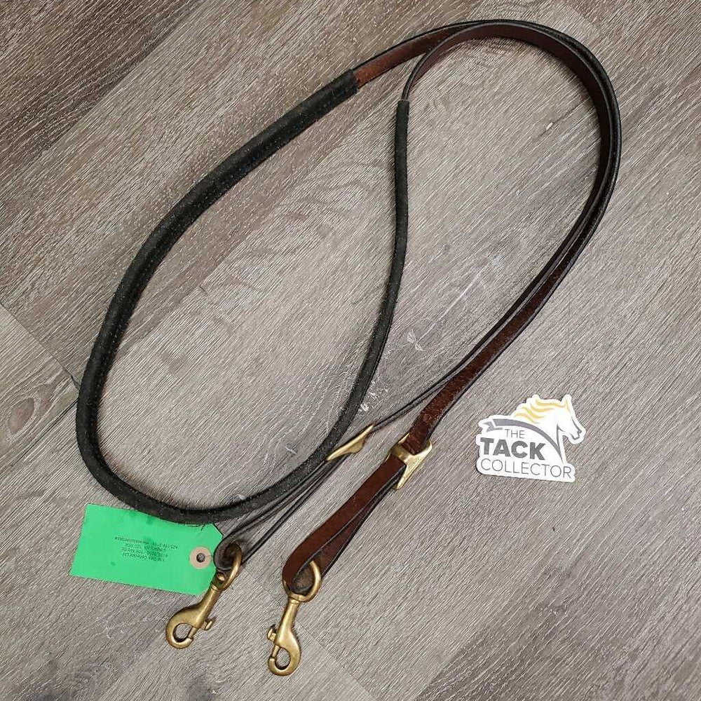 Suede Wrapped Leather Barrel - Roper Loop Reins, 2x Brass snaps & conway buckles *xc, clean, mnr rubs & faded