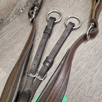FS Padded Leather & Elastic "Wings" Breastplate, snaps, Adj Running Martingale Attachment *xc/vgc, xholes, clean, mnr edge scrapes & dirt