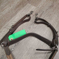 FS Padded Leather & Elastic "Wings" Breastplate, snaps, Adj Running Martingale Attachment *xc/vgc, xholes, clean, mnr edge scrapes & dirt
