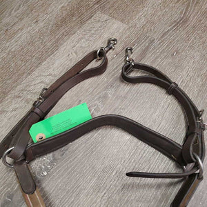 FS Padded Leather & Elastic "Wings" Breastplate, snaps, Adj Running Martingale Attachment *xc/vgc, xholes, clean, mnr edge scrapes & dirt