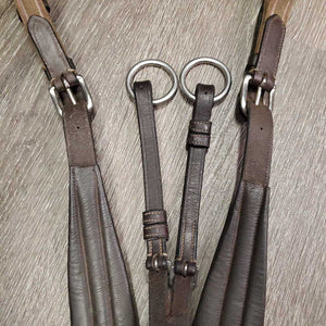FS Padded Leather & Elastic "Wings" Breastplate, snaps, Adj Running Martingale Attachment *xc/vgc, xholes, clean, mnr edge scrapes & dirt