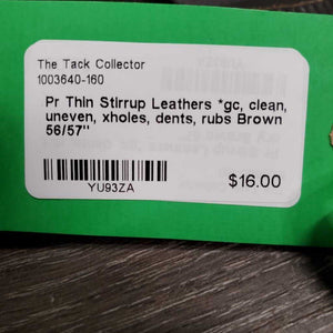 Pr Thin Stirrup Leathers *gc, clean, uneven, xholes, dents, rubs