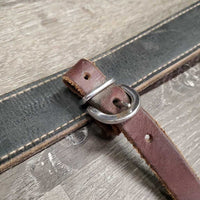 Flat Doube Leather Back Cinch, center strap, brass snap *vgc/xc, mnr film & dirty?residue, edge scrapes
