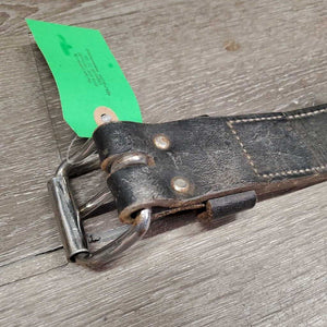 Flat Doube Leather Back Cinch, center strap, brass snap *vgc/xc, mnr film & dirty?residue, edge scrapes