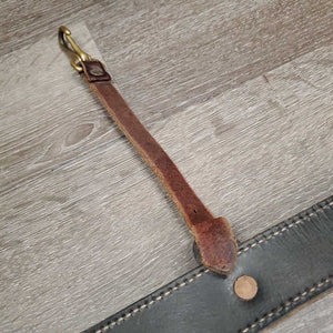 Flat Doube Leather Back Cinch, center strap, brass snap *vgc/xc, mnr film & dirty?residue, edge scrapes