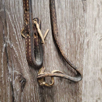 Double Stitched Headstall, laces *gc/fair, NO Throat, older, xholes, scrapes, dirt, dry, cracking