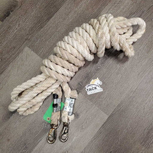 1" Thick Hvy Cotton Rope, Bull Snaps x 2 *vgc, mnr snags, pulls, dirt & stains, rust