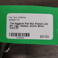 Thin Eggbutt Flat Bar French Link Bit *vgc, residue, scuffs