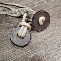 2 Nylon Rope & Leather Gag Cheeks. leather disc end *vgc, mnr dirt, stains
