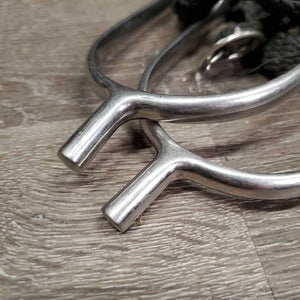 Pr POW Spurs, Wide Braided Nylon Spur Straps *gc, clean, widened, scratches, pulls, snags & dirty