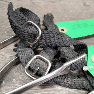 Pr POW Spurs, Wide Braided Nylon Spur Straps *gc, clean, widened, scratches, pulls, snags & dirty
