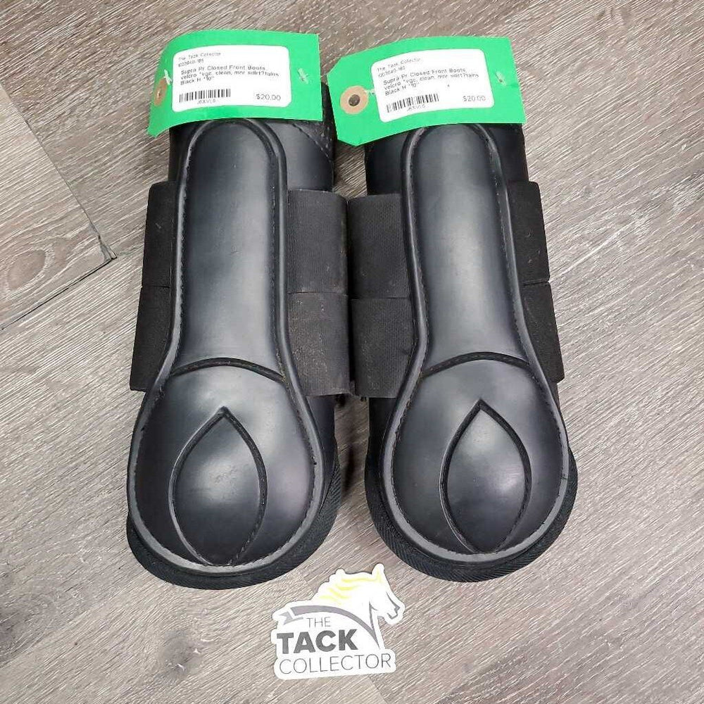 Pr Closed Front Boots, velcro *vgc, clean, mnr sdirt?tains