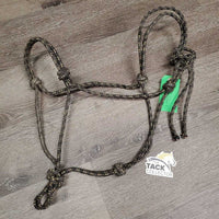 Thick Stiff Nylon Rope Halter *gc/fair, dirty, faded, rubs, scrapes, frays, undone & split ends
