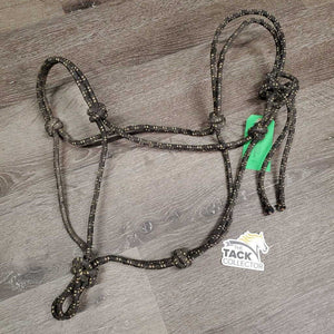 Thick Stiff Nylon Rope Halter *gc/fair, dirty, faded, rubs, scrapes, frays, undone & split ends