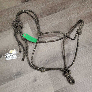 Thick Stiff Nylon Rope Halter *gc/fair, dirty, faded, rubs, scrapes, frays, undone & split ends