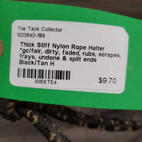 Thick Stiff Nylon Rope Halter *gc/fair, dirty, faded, rubs, scrapes, frays, undone & split ends
