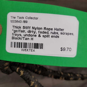 Thick Stiff Nylon Rope Halter *gc/fair, dirty, faded, rubs, scrapes, frays, undone & split ends