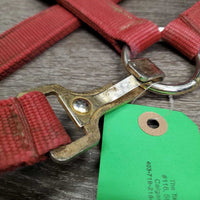 Nylon Breakaway Halter, leather crown, spring snap *gc/fair, dirty, faded, stained, broken crown, stiff snap
