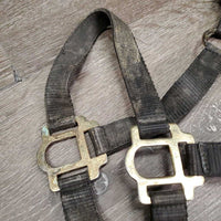 Nylon Breakaway Halter, leather crown *gc, dirt, faded, stained, broken crown
