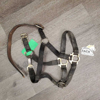 Nylon Breakaway Halter, leather crown *gc, dirt, faded, stained, broken crown

