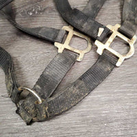 Nylon Breakaway Halter, leather crown *gc, dirt, faded, stained, broken crown
