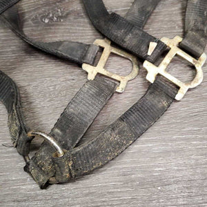 Nylon Breakaway Halter, leather crown *gc, dirt, faded, stained, broken crown