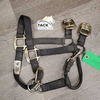 Thick Soft Nylon Halter, adj, snap *NO Crown, gc, dirty, faded, stained, rubs, frayed edges
