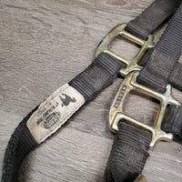 Thick Soft Nylon Halter, adj, snap *NO Crown, gc, dirty, faded, stained, rubs, frayed edges
