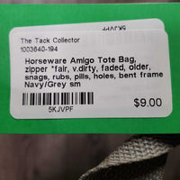 Tote Bag, zipper *fair, v.dirty, faded, older, snags, rubs, pills, holes, bent frame
