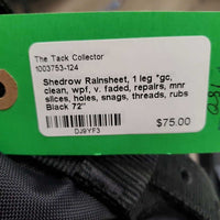 Rainsheet, 1 leg *gc, clean, wpf, v. faded, repairs, mnr slices, holes, snags, threads, rubs
