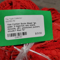 Thin Cotton Scrim Sheet *gc, older, 0 legs/tail, mnr stains, threads, dirt, unstitched, puckers, shrunk?
