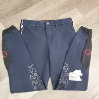 JUNIORS Euro Seat Breeches *gc, faded, snags, stickies: dry & cracks, undone stitching, seat rubs & pulled seams, older
