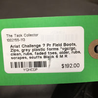 Pr Field Boots, Zips, grey plastic forms *vgc/gc, clean, rubs, faded toes, older, rubs, scrapes, scuffs
