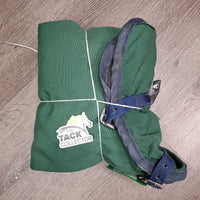 Hi Neck Canvas Rain Sheet?, 2 legs *gc, older, mnr wpf, rubbed lining, dirt, mnr repairs, rust, holes, rubs