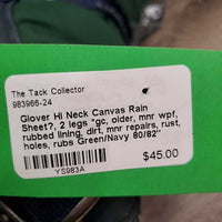 Hi Neck Canvas Rain Sheet?, 2 legs *gc, older, mnr wpf, rubbed lining, dirt, mnr repairs, rust, holes, rubs
