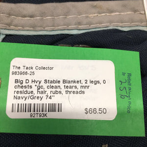 Hvy Stable Blanket, 2 legs, 0 chests *gc, clean, tears, mnr residue, hair, rubs, threads