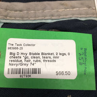 Hvy Stable Blanket, 2 legs, 0 chests *gc, clean, tears, mnr residue, hair, rubs, threads

