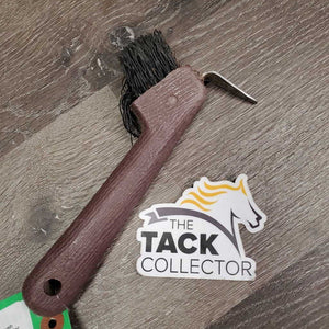 Plastic Hoof Pick, Bristle Brush *gc, mnr dirty, bent bristles, older