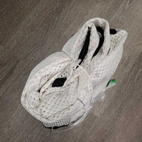 Closed Front Nylon Scrim Sheet, tail *vgc, mnr hair, threads, stains, dingy, puckers, shrunk
