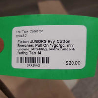 JUNIORS Hvy Cotton Breeches, Pull On *vgc/gc, mnr undone stitching, seam holes & fading
