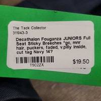 JUNIORS Full Seat Sticky Breeches *gc, mnr hair, puckers, faded, v.pilly inside, cut tag
