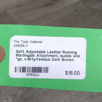 Soft Adjustable Leather Running Martingale Attachment, buckle end *gc, v.dirty/residue
