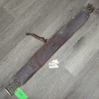 4" Wide Double Leather Back Cinch, Connector Strap, Keepers *gc, mnr dirt, stains, rust & rust
