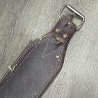 4" Wide Double Leather Back Cinch, Connector Strap, Keepers *gc, mnr dirt, stains, rust & rust
