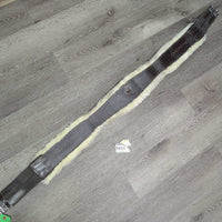 FS Leather Girth, Fleece Velcro Liner, D Ring, 2x els *gc, v.dirty & sandy liner, clumpy, thin edges
