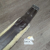 FS Leather Girth, Fleece Velcro Liner, D Ring, 2x els *gc, v.dirty & sandy liner, clumpy, thin edges
