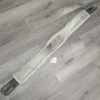 FS Leather Girth, Fleece Velcro Liner, D Ring, 2x els *gc, v.dirty & sandy liner, clumpy, thin edges
